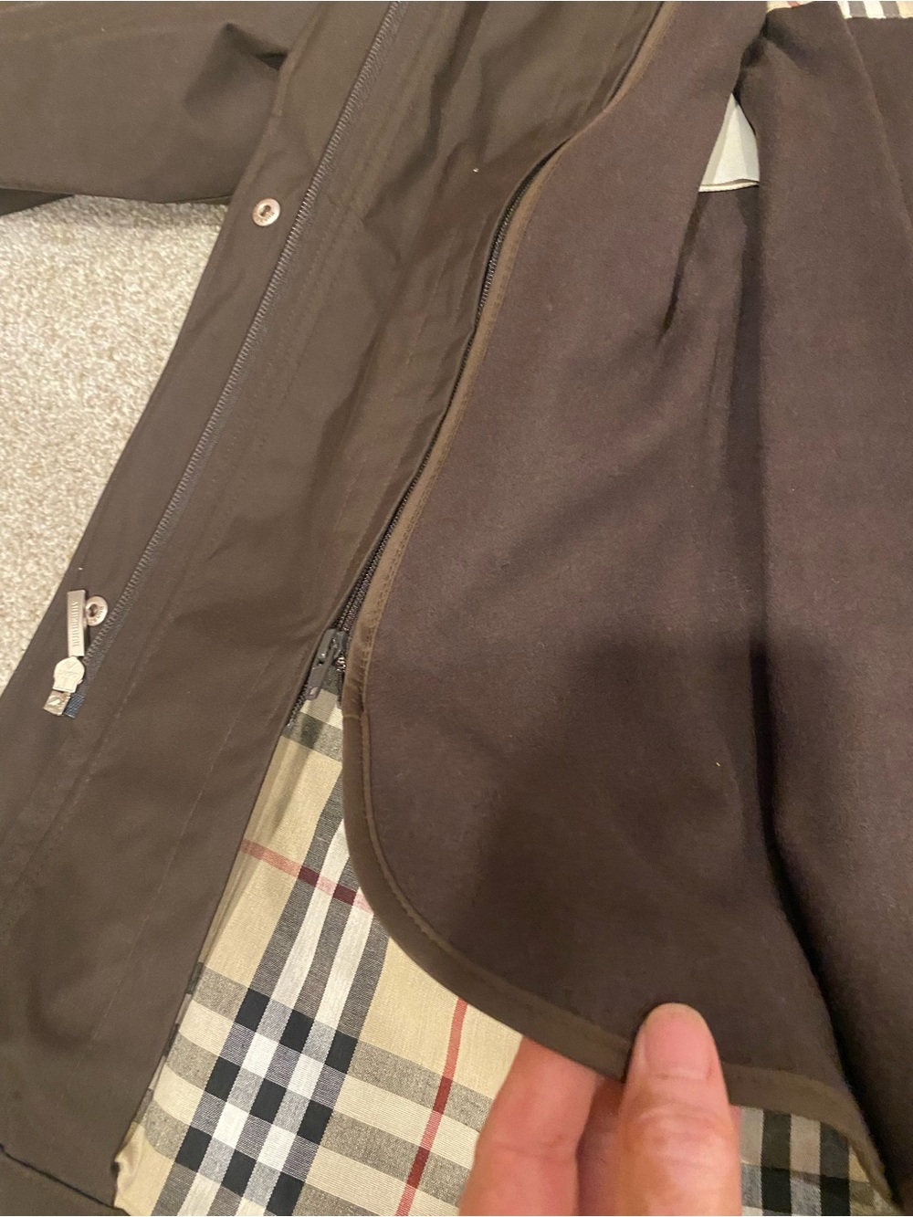 Burberry London Kayla water repellent Dark Brown Hooded Trench Coat Plaid Lining - Picture 8 of 10